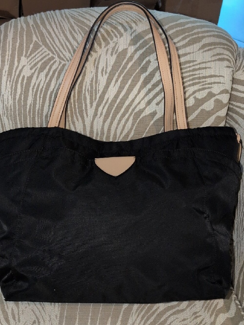 Black Anne Klein Tote Bag with Tan Handles  And trim - Picture 5 of 16